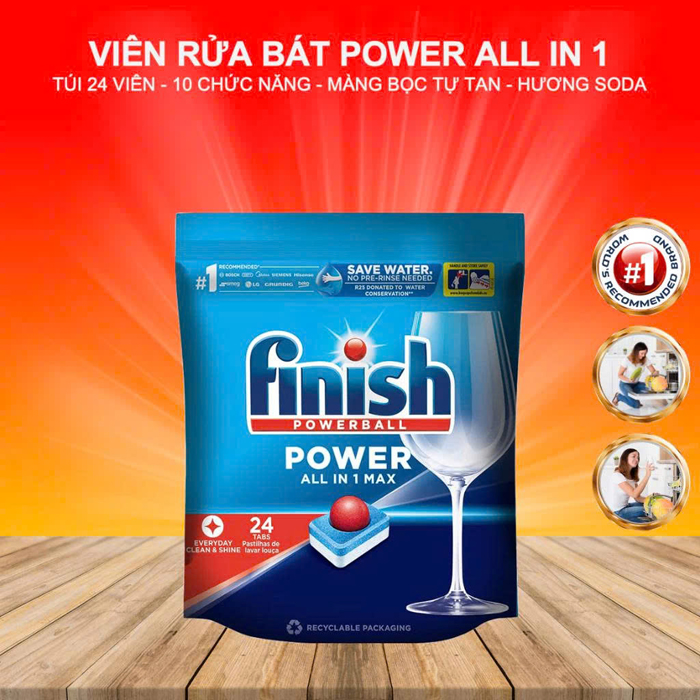 Viên rửa bát Finish Power All In One 24 viên