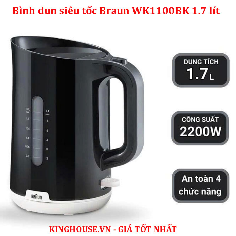 Bình đun siêu tốc Braun WK1100BK 1.7 lít