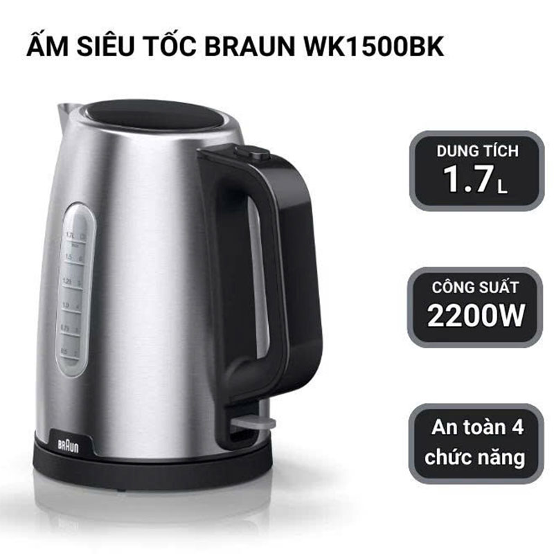 Bình đun siêu tốc Braun WK1500BK 1.7 lít