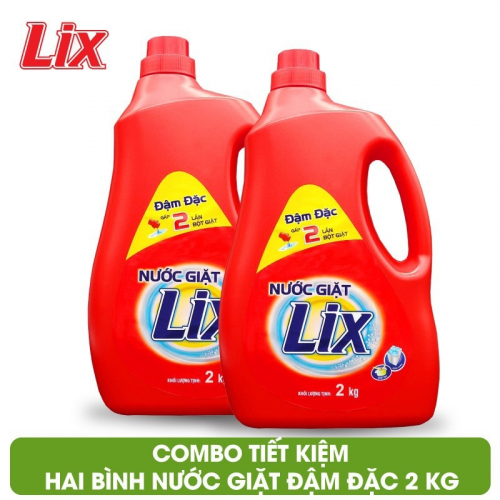 Combo 2 chai Nước giặt Lix đậm đặc hương hoa 2Kg - Tẩy sạch cực mạnh vết bẩn