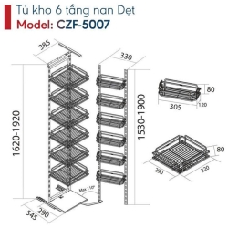 Tủ kho 6 tầng nan dẹt Canzy CZF-5007
